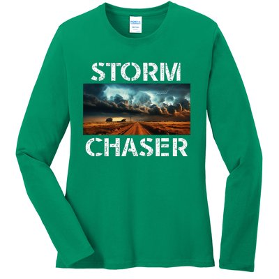 Storm Chaser Picture Extreme Weather Meteorologist Ladies Long Sleeve Shirt