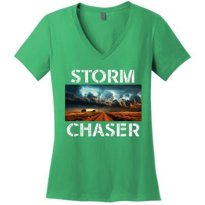 Storm Chaser Picture Extreme Weather Meteorologist Women's V-Neck T-Shirt