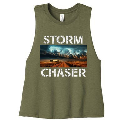 Storm Chaser Picture Extreme Weather Meteorologist Women's Racerback Cropped Tank