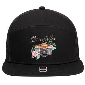 Storyteller Camera Photography Photographer Cameraman Ideas 7 Panel Mesh Trucker Snapback Hat