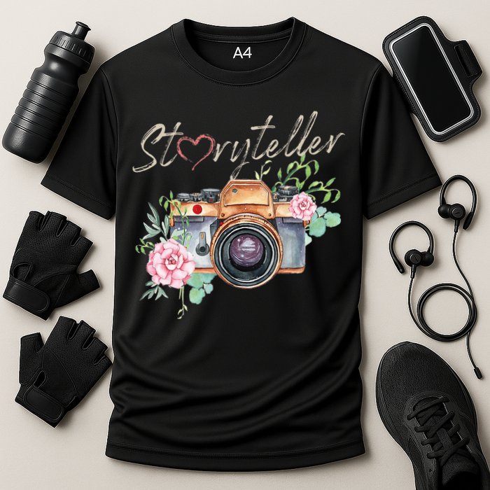 Storyteller Camera Photography Photographer Cameraman Ideas Cooling Performance Crew T-Shirt