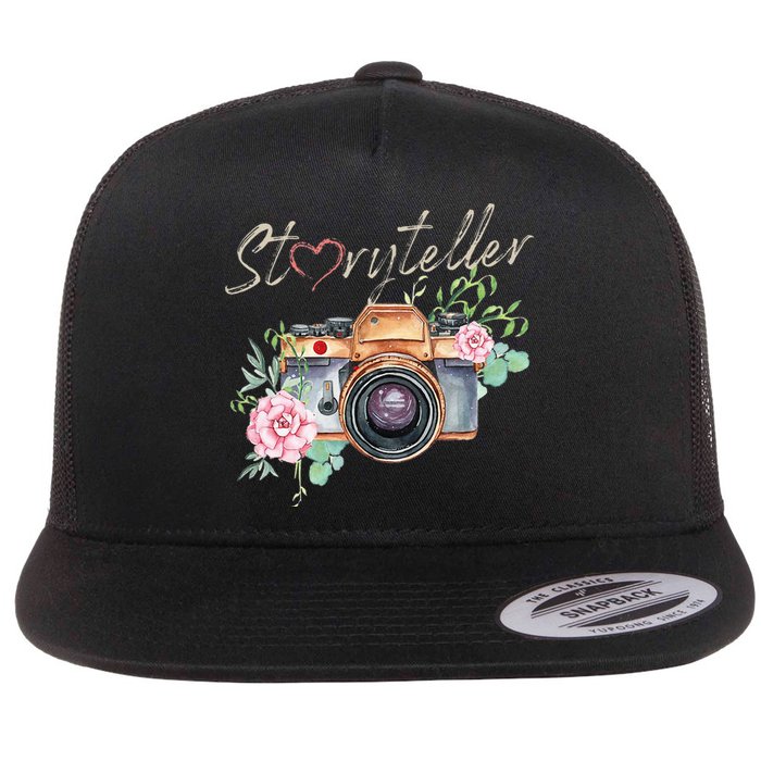 Storyteller Camera Photography Photographer Cameraman Ideas Flat Bill Trucker Hat