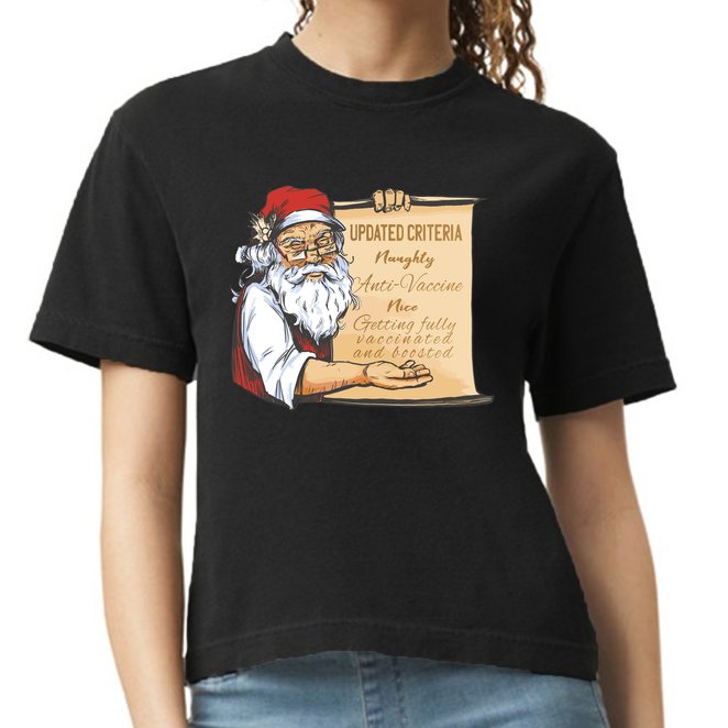 Santa Claus Pro Vaccine Christmas List Comfort Colors Boxy T-Shirt