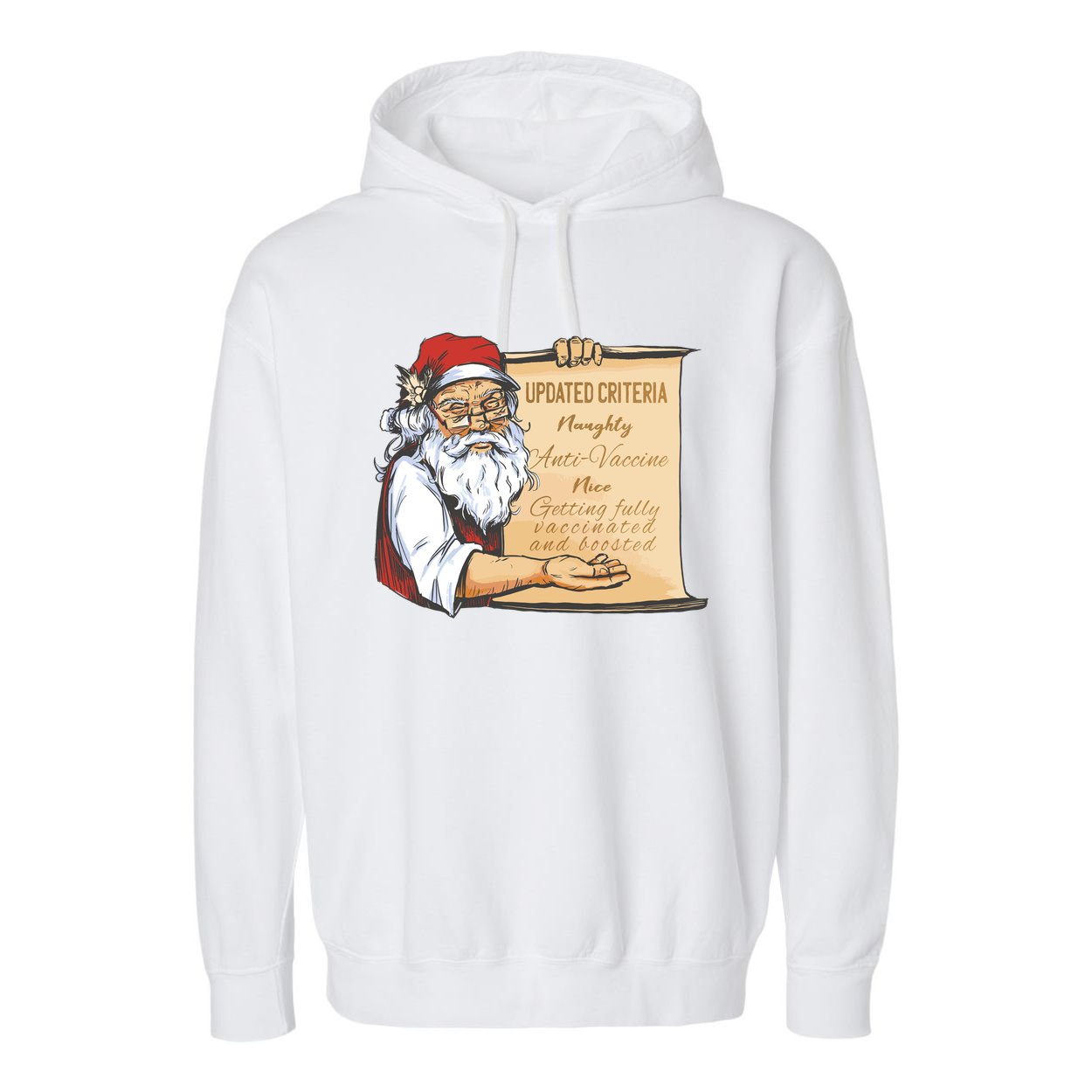 Santa Claus Pro Vaccine Christmas List Garment-Dyed Fleece Hoodie