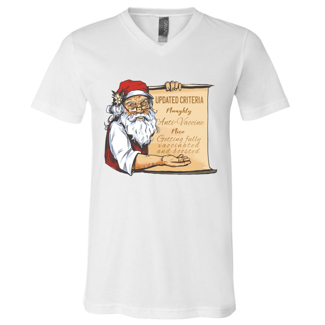 Santa Claus Pro Vaccine Christmas List V-Neck T-Shirt