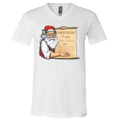 Santa Claus Pro Vaccine Christmas List V-Neck T-Shirt