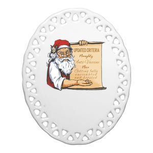 Santa Claus Pro Vaccine Christmas List Ceramic Oval Ornament