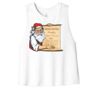 Santa Claus Pro Vaccine Christmas List Women's Racerback Cropped Tank