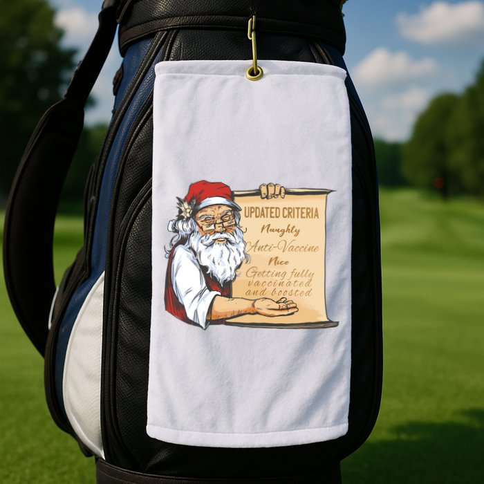 Santa Claus Pro Vaccine Christmas List Golf Towel