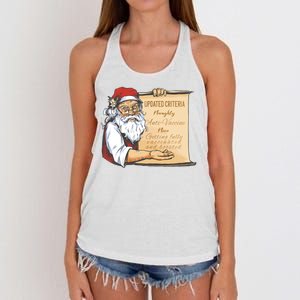 Santa Claus Pro Vaccine Christmas List Women's Knotted Racerback Tank