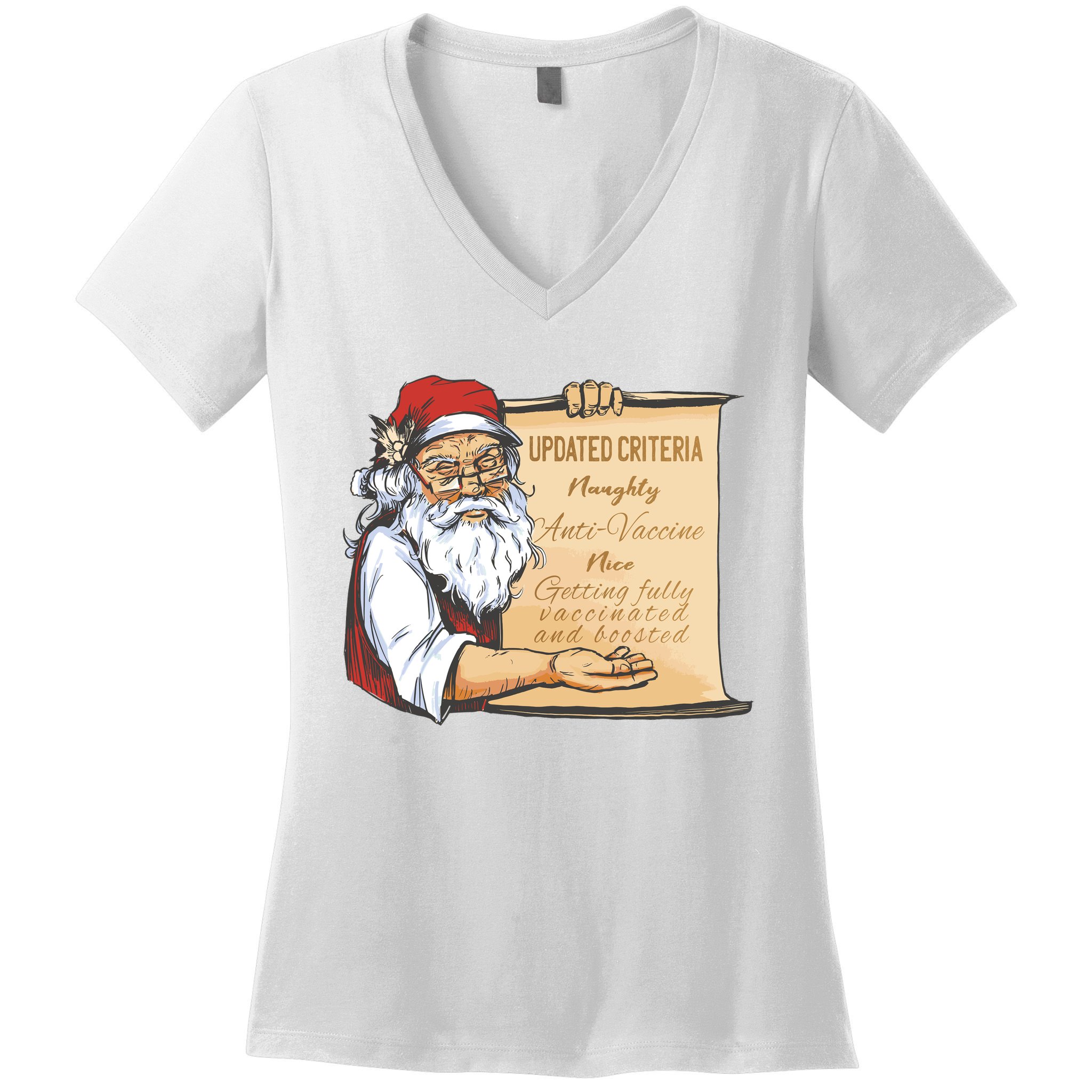Santa Claus Pro Vaccine Christmas List Women's V-Neck T-Shirt