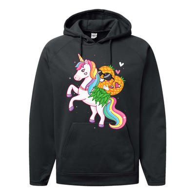 Swingers Couple Pineapple Swinging On A Unicorn Swinger Performance Fleece Hoodie