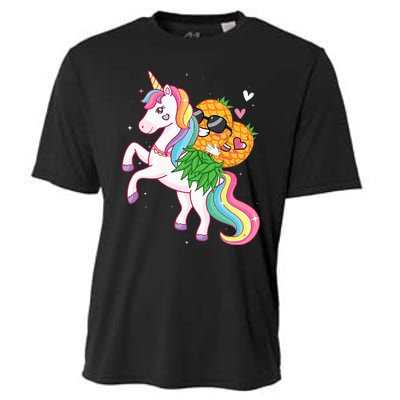 Swingers Couple Pineapple Swinging On A Unicorn Swinger Cooling Performance Crew T-Shirt