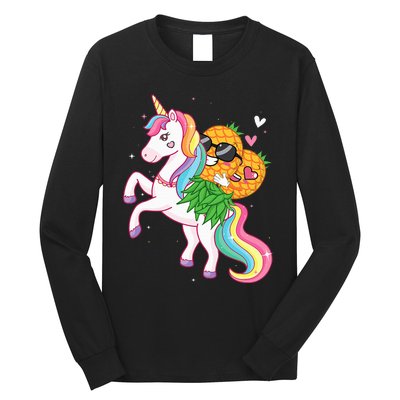 Swingers Couple Pineapple Swinging On A Unicorn Swinger Long Sleeve Shirt