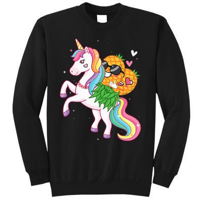 Swingers Couple Pineapple Swinging On A Unicorn Swinger Sweatshirt