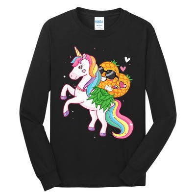 Swingers Couple Pineapple Swinging On A Unicorn Swinger Tall Long Sleeve T-Shirt