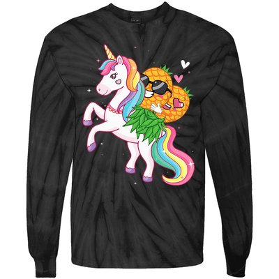 Swingers Couple Pineapple Swinging On A Unicorn Swinger Tie-Dye Long Sleeve Shirt