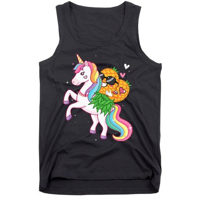 Swingers Couple Pineapple Swinging On A Unicorn Swinger Tank Top