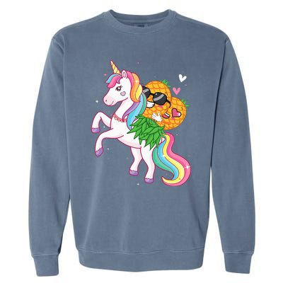 Swingers Couple Pineapple Swinging On A Unicorn Swinger Garment-Dyed Sweatshirt