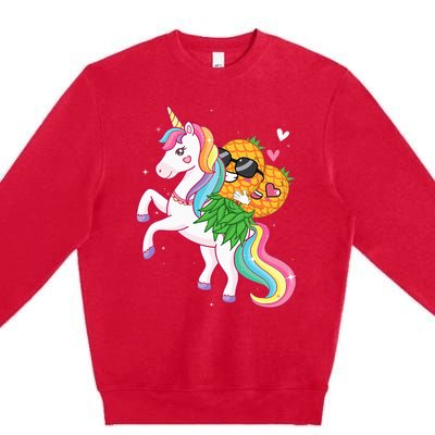 Swingers Couple Pineapple Swinging On A Unicorn Swinger Premium Crewneck Sweatshirt