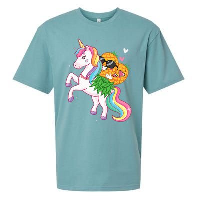 Swingers Couple Pineapple Swinging On A Unicorn Swinger Sueded Cloud Jersey T-Shirt