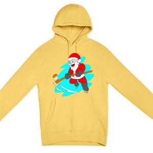 Santa Claus Playing Ice Hockey Player Christmas Celebration Gift Premium Pullover Hoodie