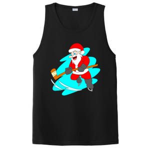 Santa Claus Playing Ice Hockey Player Christmas Celebration Gift PosiCharge Competitor Tank