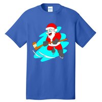 Santa Claus Playing Ice Hockey Player Christmas Celebration Gift Tall T-Shirt