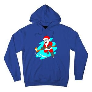 Santa Claus Playing Ice Hockey Player Christmas Celebration Gift Tall Hoodie