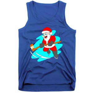 Santa Claus Playing Ice Hockey Player Christmas Celebration Gift Tank Top