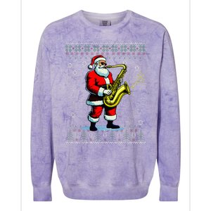 Santa Claus playing Saxophone Musical Ugly Christmas Sweater  Colorblast Crewneck Sweatshirt