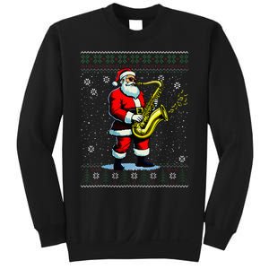 Santa Claus playing Saxophone Musical Ugly Christmas Sweater  Sweatshirt