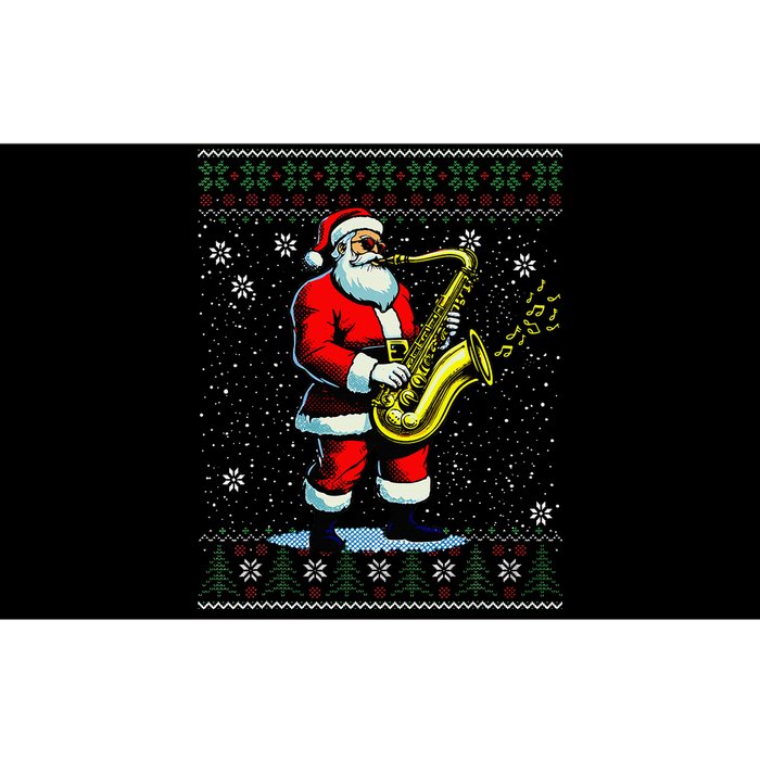 Santa Claus playing Saxophone Musical Ugly Christmas Sweater  Bumper Sticker