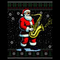 Santa Claus playing Saxophone Musical Ugly Christmas Sweater  Bucket Hat
