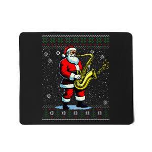 Santa Claus playing Saxophone Musical Ugly Christmas Sweater  Mousepad