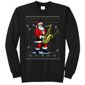 Santa Claus playing Saxophone Musical Ugly Christmas Sweater  Tall Sweatshirt