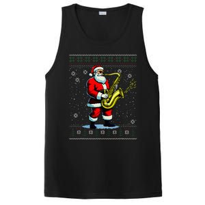 Santa Claus playing Saxophone Musical Ugly Christmas Sweater  PosiCharge Competitor Tank