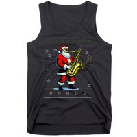 Santa Claus playing Saxophone Musical Ugly Christmas Sweater  Tank Top