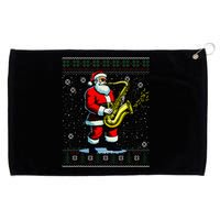 Santa Claus playing Saxophone Musical Ugly Christmas Sweater  Grommeted Golf Towel