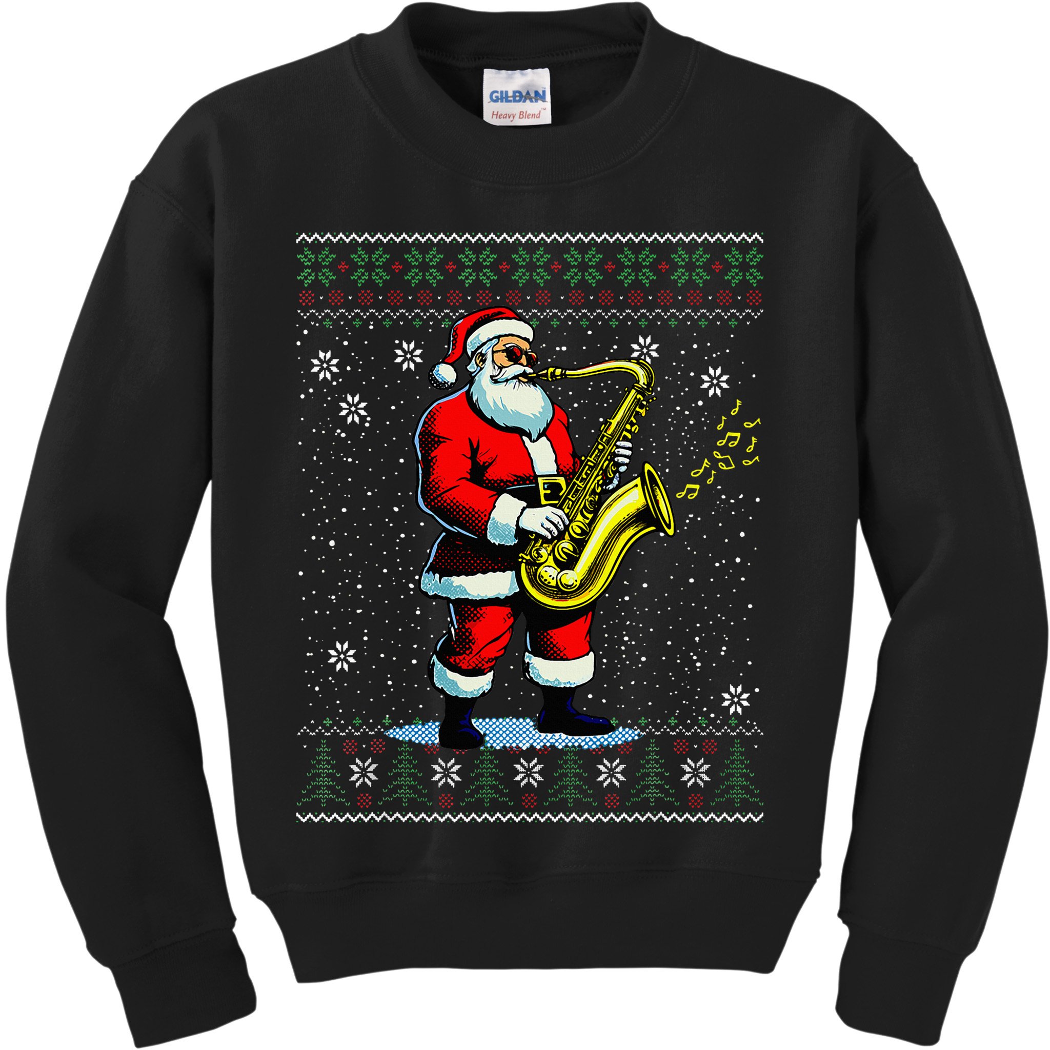 Santa Claus playing Saxophone Musical Ugly Christmas Sweater  Kids Sweatshirt