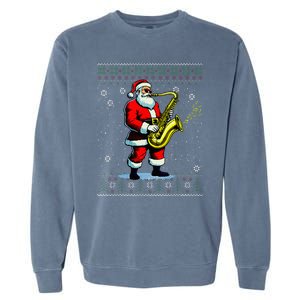 Santa Claus playing Saxophone Musical Ugly Christmas Sweater  Garment-Dyed Sweatshirt