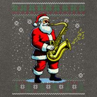 Santa Claus playing Saxophone Musical Ugly Christmas Sweater  Cotton Canvas Backpack