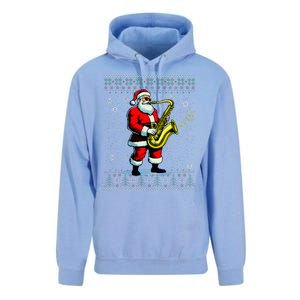 Santa Claus playing Saxophone Musical Ugly Christmas Sweater  Unisex Surf Hoodie