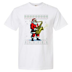 Santa Claus playing Saxophone Musical Ugly Christmas Sweater  Garment-Dyed Heavyweight T-Shirt