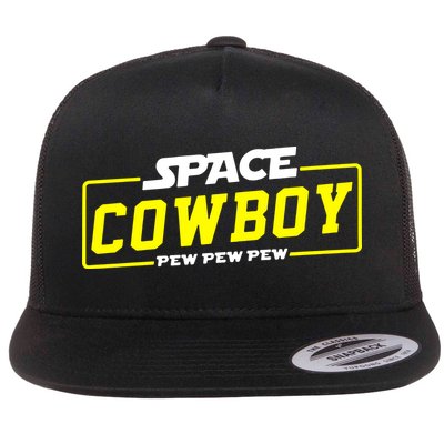 Space Cowboy Pew Pew Pew Flat Bill Trucker Hat
