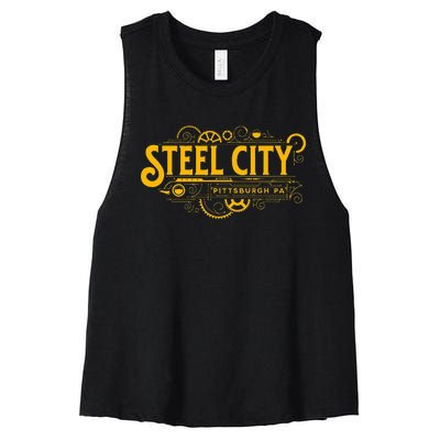 Steel City Pittsburgh Pennsylvania 412 Home Retro Women's Racerback Cropped Tank