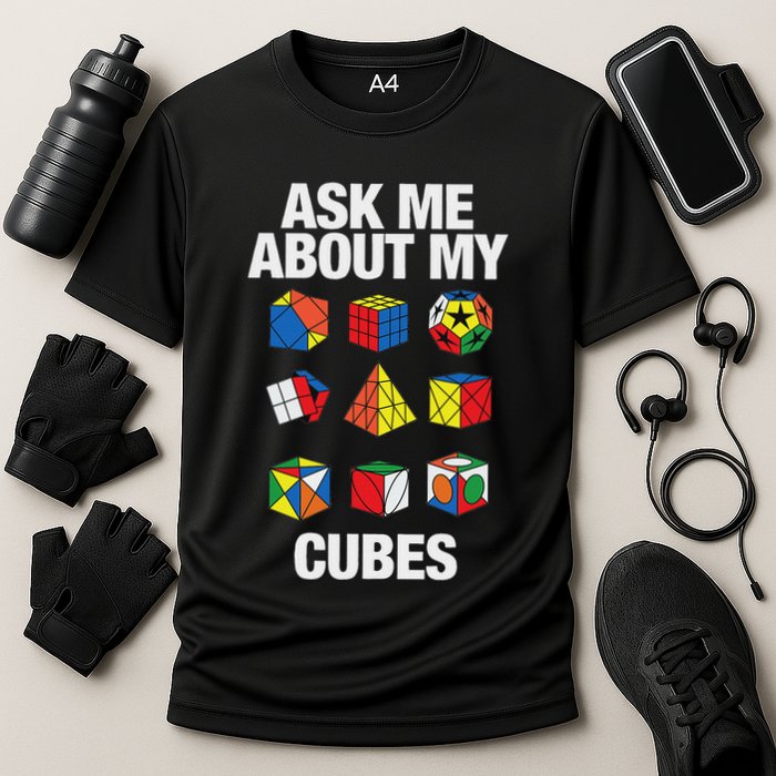 Speed Cubing Puzzle Cuber Cube Ask Me About My Cubes Cooling Performance Crew T-Shirt