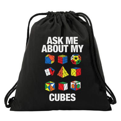 Speed Cubing Puzzle Cuber Cube Ask Me About My Cubes Drawstring Bag