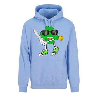 Shamrock Clover Playing Softball St Patrick's Day Gift Unisex Surf Hoodie