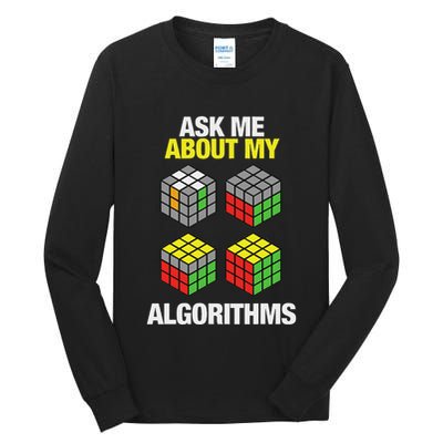 Speed Cubing Puzzle Cuber Cube Algorithms Tall Long Sleeve T-Shirt